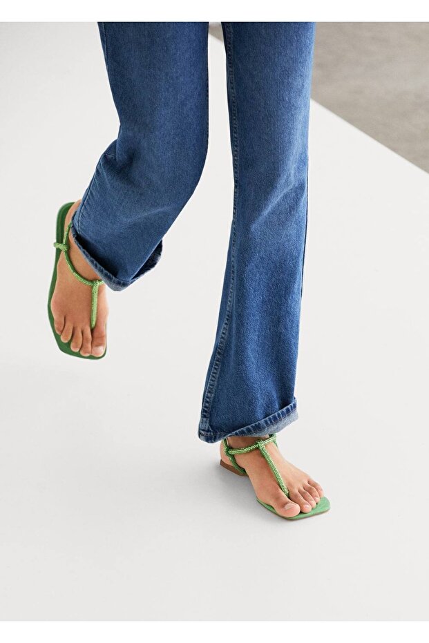 Bantlı Taş Işlemeli Sandalet - 2