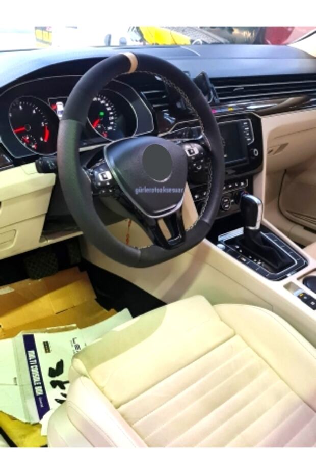 Volkswagen Passat B8 Direksiyon Kılıfı Dikmeli Noktalı-alkantara Bej Yüzüklü - 3