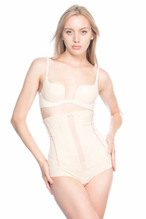 Women's Skin Tulle Detailed Slip Corset with Bottom Slings 2886