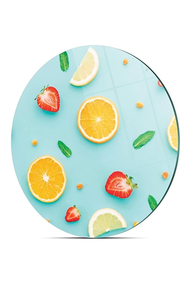 Fruit Patterned Round Glass Cutting Board - 4