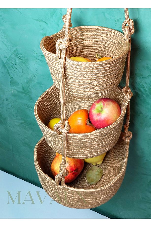 3'lü Jüt Saplı Hasır Duvar Sepeti 80 cm (25 Cm+20 Cm+15 Cm), Duvar Saksısı, Duvar Düzenleyicisi - 7