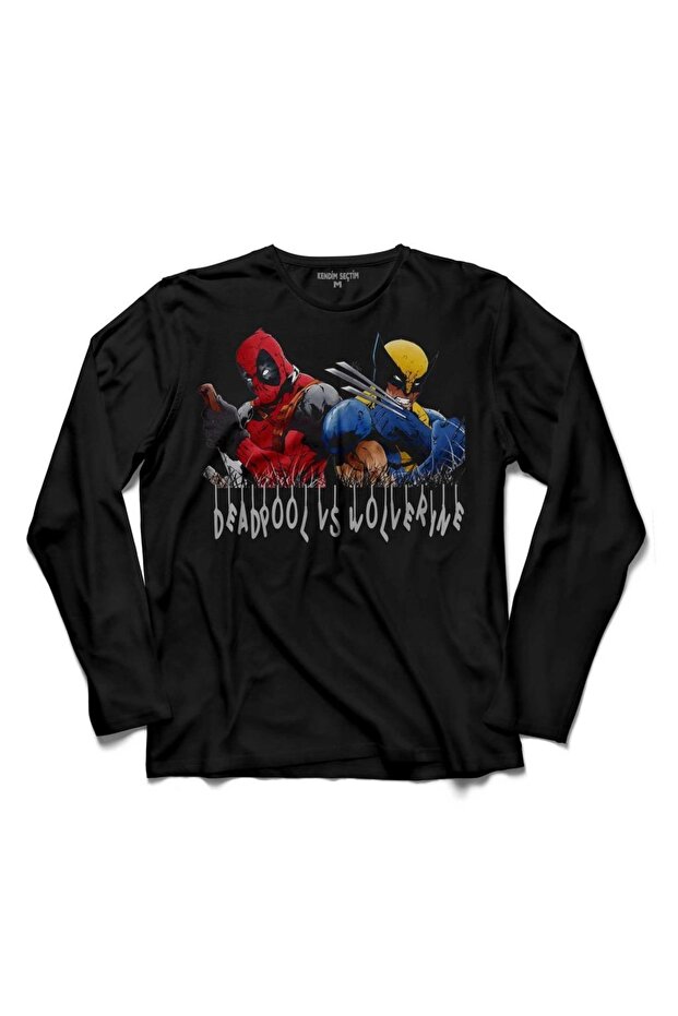 تي شيرت Marvel Deadpool Vs وWolverine بأكمام طويلة