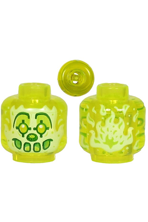 Neon Green Alien Ghost Ghost Minifigure - Clown Head Accessory