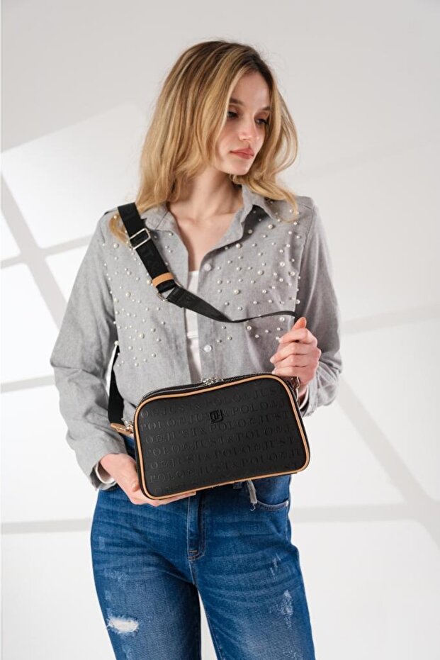 Women's Black-Tan Hand and Shoulder Bag