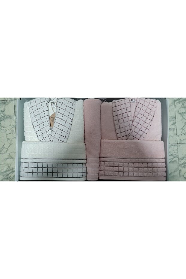 Bornoz Seti Graph Happy Set Pembe Krem - 3