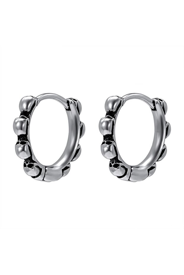 Skull Design Hoop Gothic Thin Design 316l Steel Men's Earrings