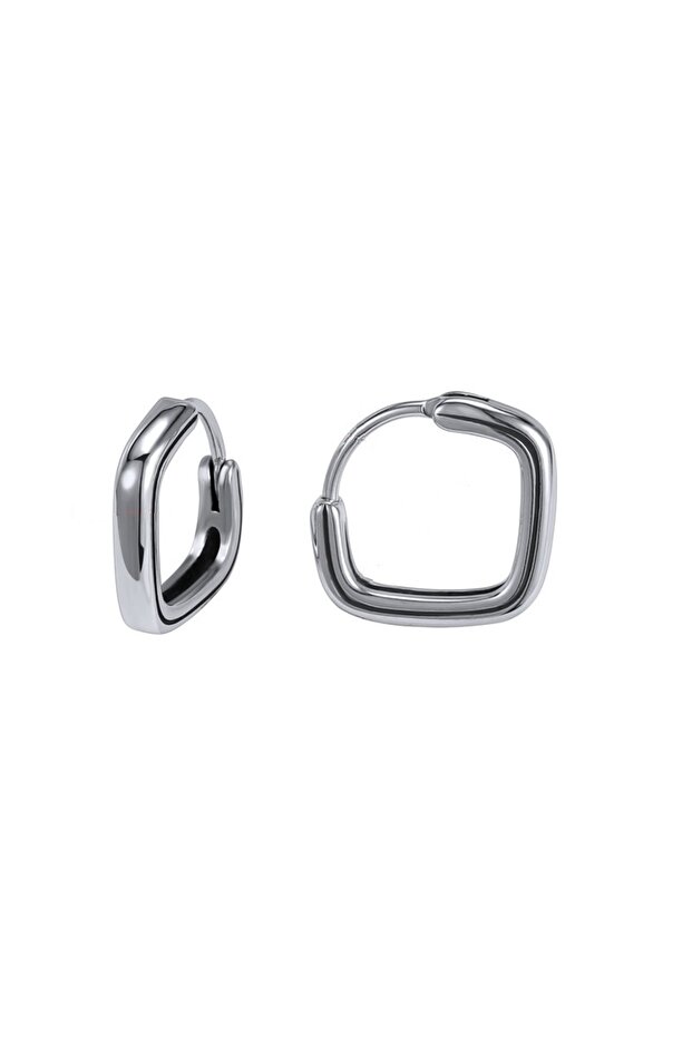 Men's Biker Classic 316L Steel Earrings - Square Design, Snap Ring