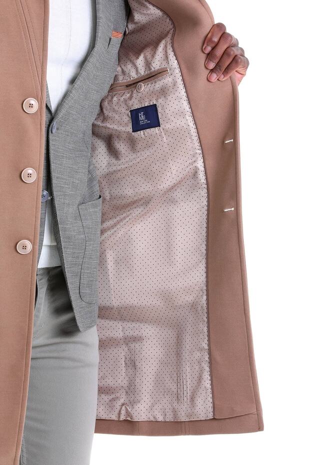 Camel Regular Fit Düz Mono Yaka Palto - 6