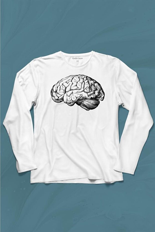 تي شيرت مطبوع بأكمام طويلة من Human Brain Mind Brain Intelligence