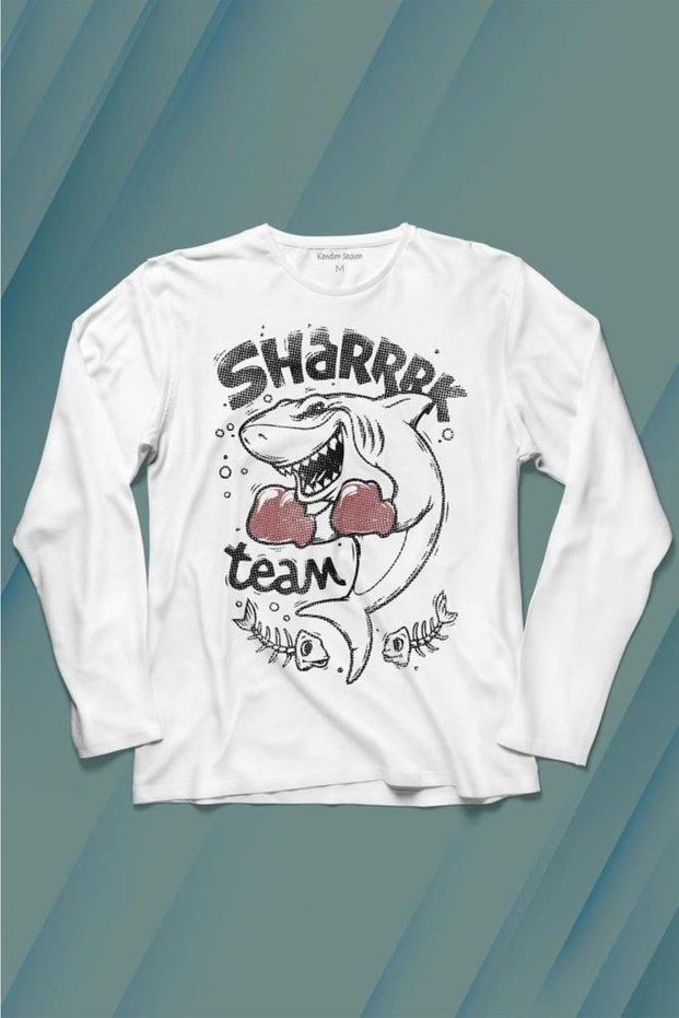 Shark Team Shark Boxing Fight Fight Long Sleeve T-Shirt Printed T-shirt