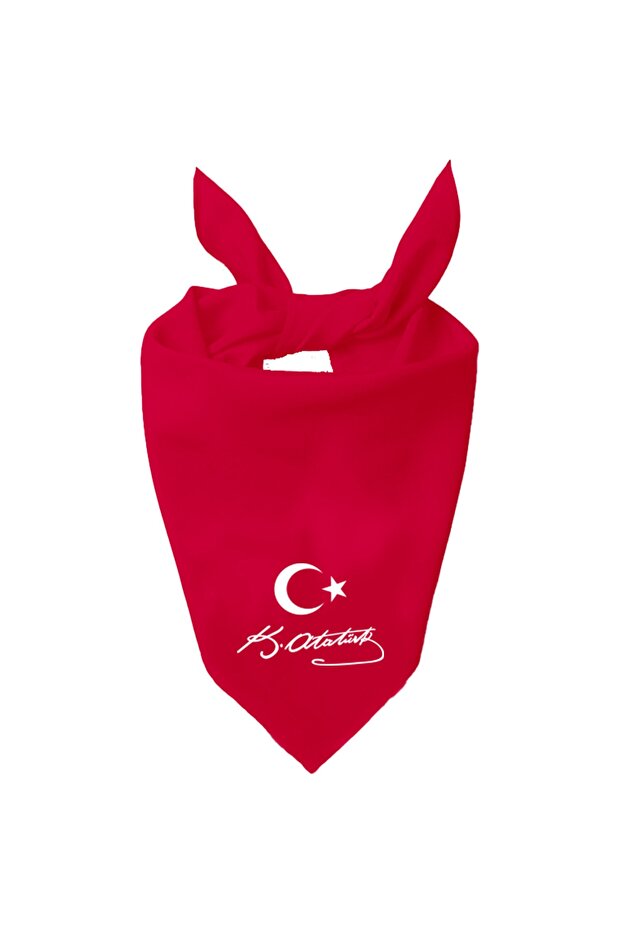 Ayyıldız Ve K.atatürk Imzalı Tasarım Tek Renk Fular - 1