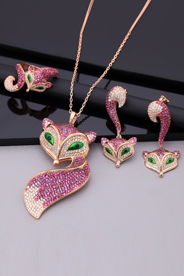 925 Ayar Gümüş Tilki Set - 4