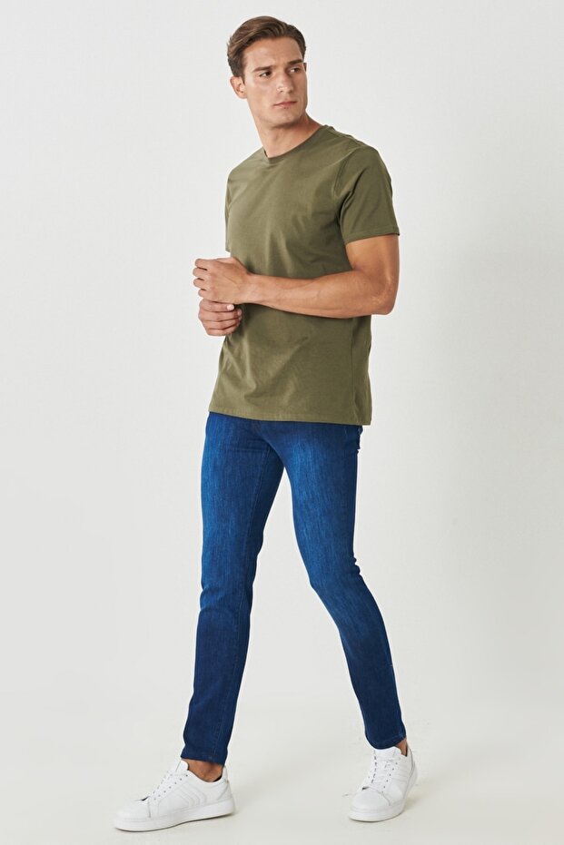 Men's Navy Blue Extra Slim Fit Slim Fit 5 Pocket Rııs Stretch Denim Jean Jeans