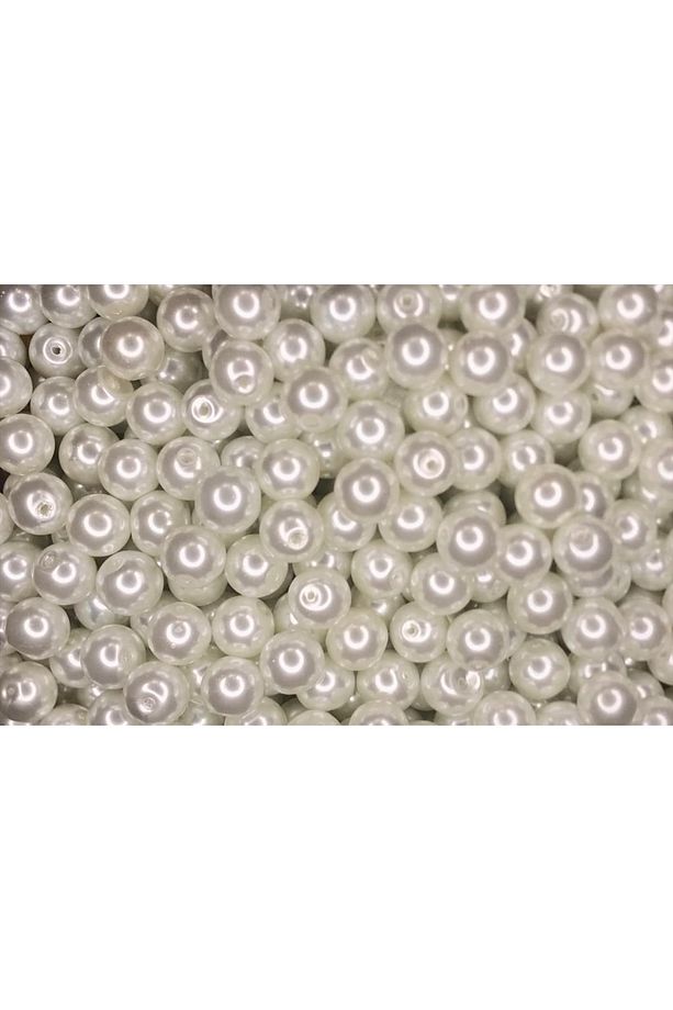 10 Mm Beyaz Renk Cam Inci Boncuk (100 Gram) - 2