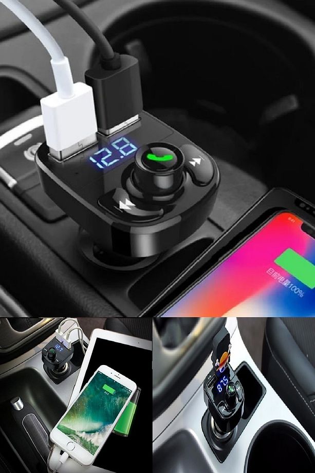 Müzik Açabilen Araca Bluetooth Imkanı Sağlayan Dijital Ekranlı Çakmaklık Giriş Bluetooth Transmitter - 5