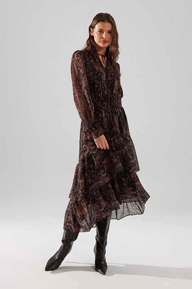 Barevné tkané zimní šaty - ohlávka s výstřihem, limitovaná edice Twoaw21El1448 - 2