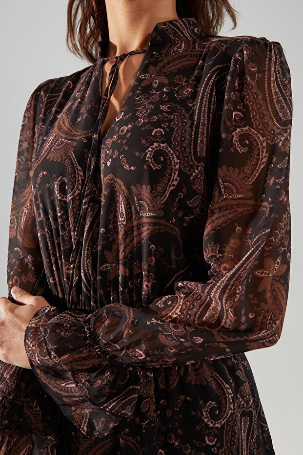 Barevné tkané zimní šaty - ohlávka s výstřihem, limitovaná edice Twoaw21El1448 - 4