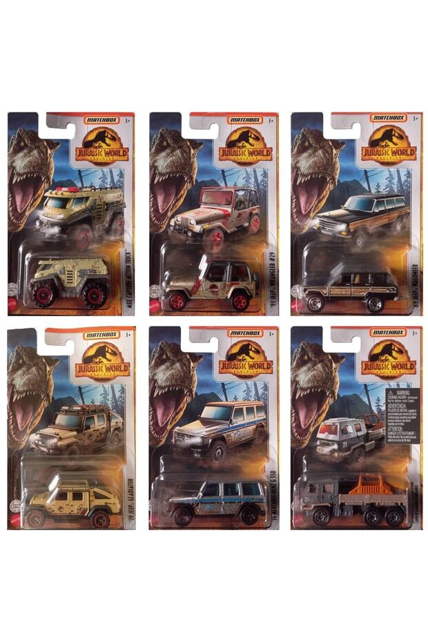 1:64 Jurassic World Vehicles Set of 6 Fmw90-965N