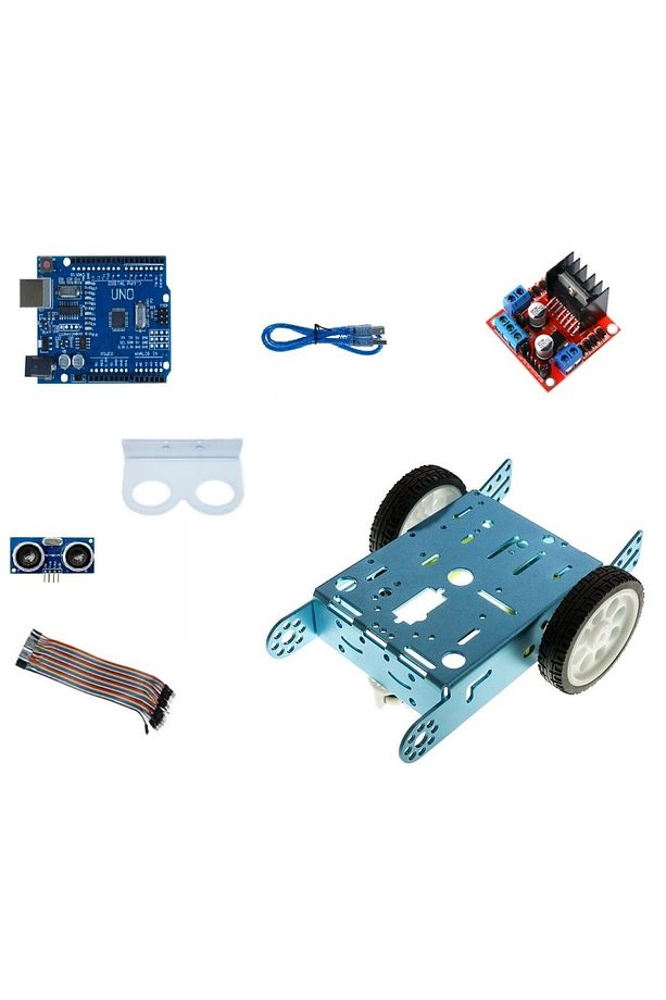 Emes Robotik 2wd Engelden Kaçan Alüminyum Mbot Robot Araç Seti - Mavi - 1