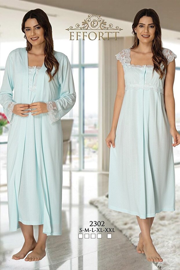 Women's Turquoise Maternity Nightgown Set 2302t