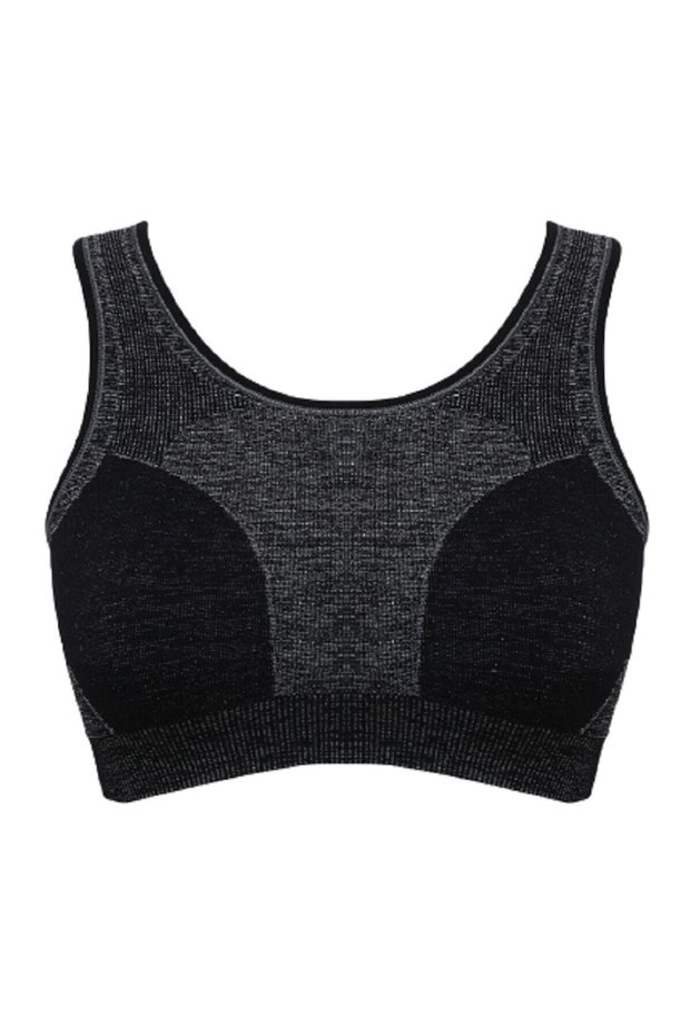 Women's Black Double Layer Sports Bustier Bra 4026