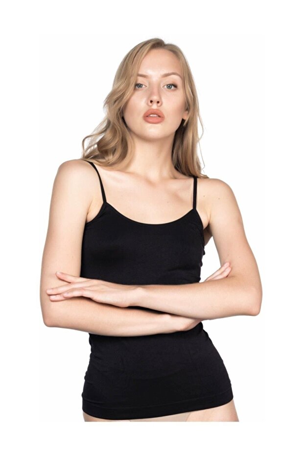 Seamless Thin Strap Long Corset Tank Top 5001
