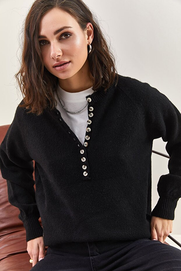 Damen-Strickpullover mit Knopfloch-Rollkragenpullover - 4