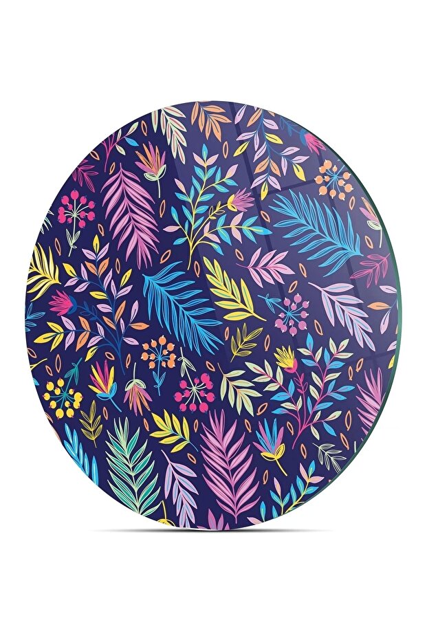 لوح تقطيع زجاجي منقوش بأوراق ملونة مستديرة - 4