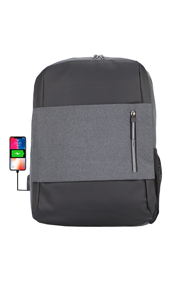 Reflective Zipper USB Device Imported Backpack 14''-15.6'' Inch Laptop Compartment Side Pocket
