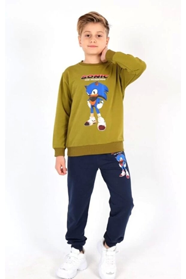 Boy's Sonic Printed Two Thread Combed Cotton Double Suit - 1