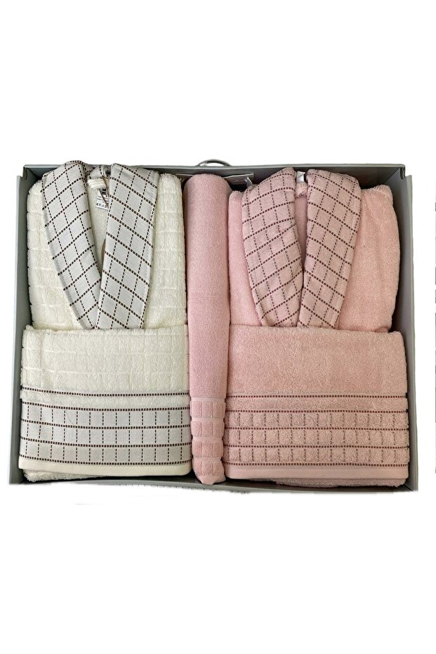 Bornoz Seti Graph Happy Set Pembe Krem - 1