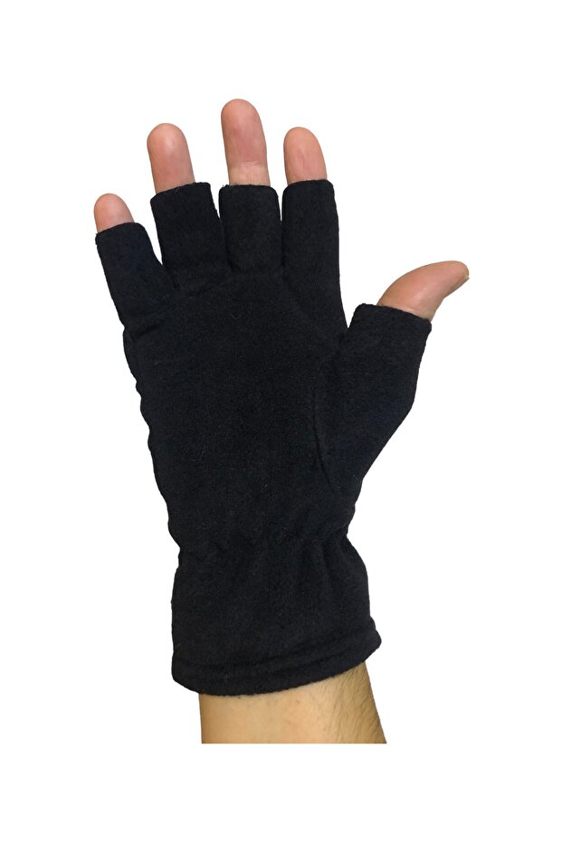 Black Fleece Gloves with Cut Ends