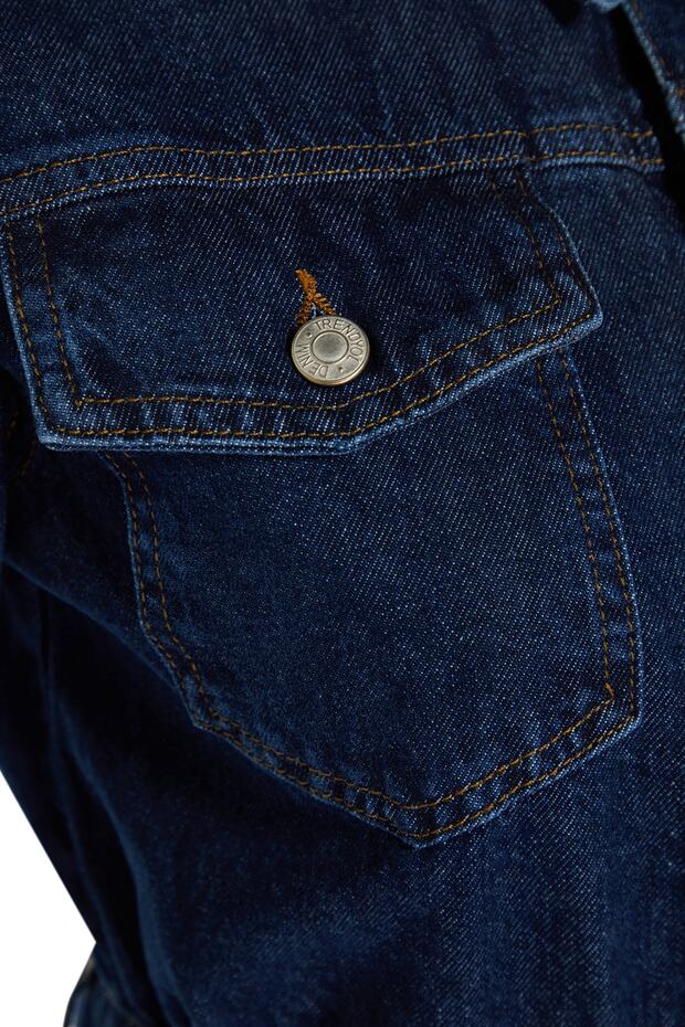Mavi Cep Detaylı Mini Denim Gömlek Elbise TWOAW23EL00643 - 8
