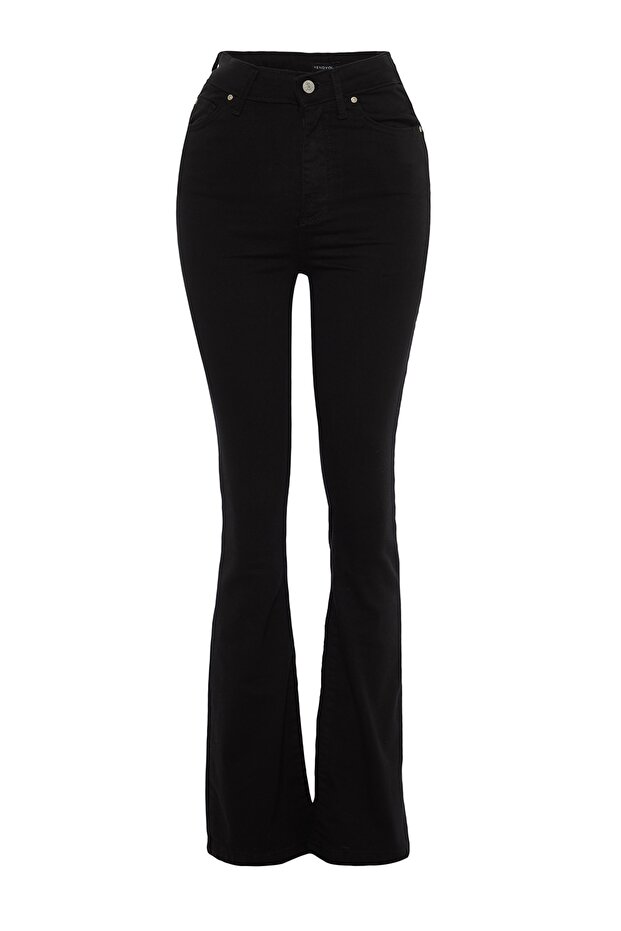 Solmayan Siyah Toparlayıcı Yüksek Bel Ekstra Esnek Flare Esnek Jeans TWOAW23JE00250 - 6