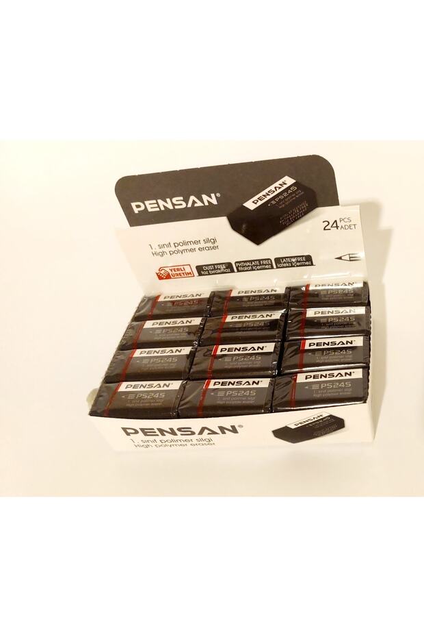 24 Adet Siyah Silgi Orta Boy - 1