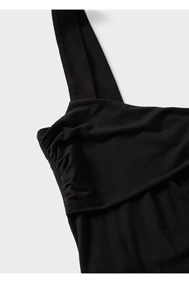 Drape Yaka Elbise - 8