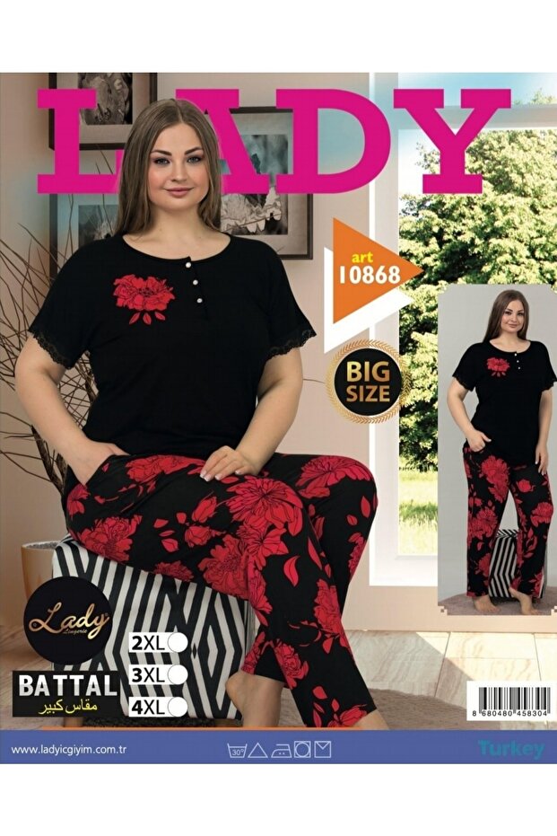 Plus Size Red Floral Pajama Set - 1