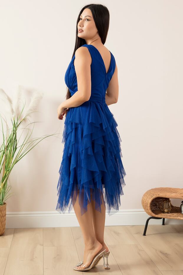 Rochie scurtă cu volane cu guler dublu 13399 - 5