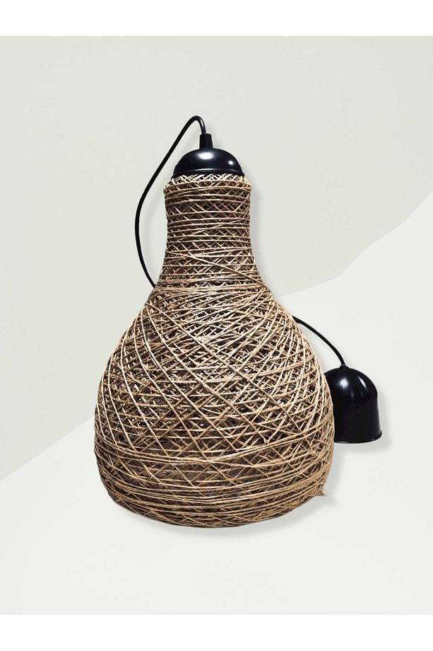 23 Cm X 27 Cm X 87 Rustik Jüt Halatlı Sarkıt Lamba Avize Keten Ip Başlık Küre Top Sarkıt Avize Huni - 2
