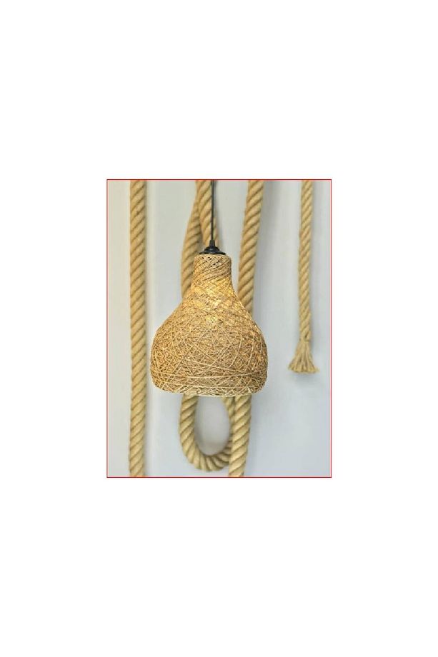 23 Cm X 27 Cm X 87 Rustik Jüt Halatlı Sarkıt Lamba Avize Keten Ip Başlık Küre Top Sarkıt Avize Huni - 5