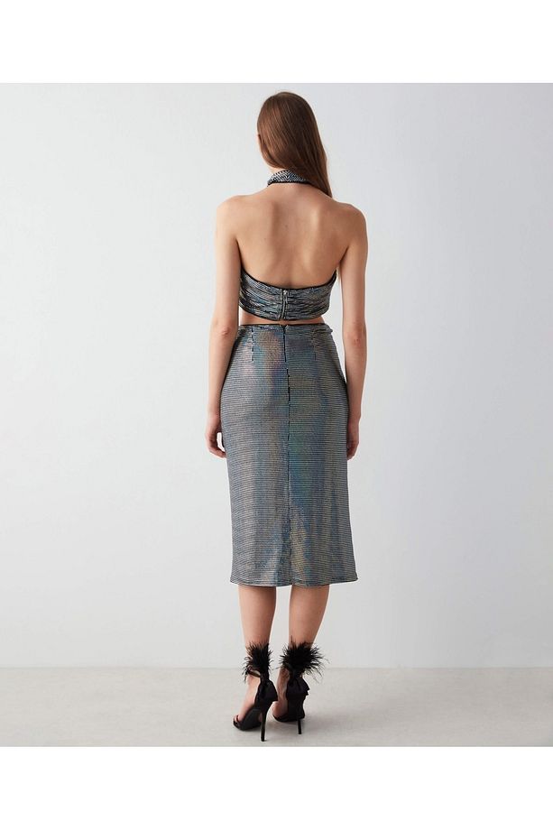 Halter Yaka Crop Bluz - 4