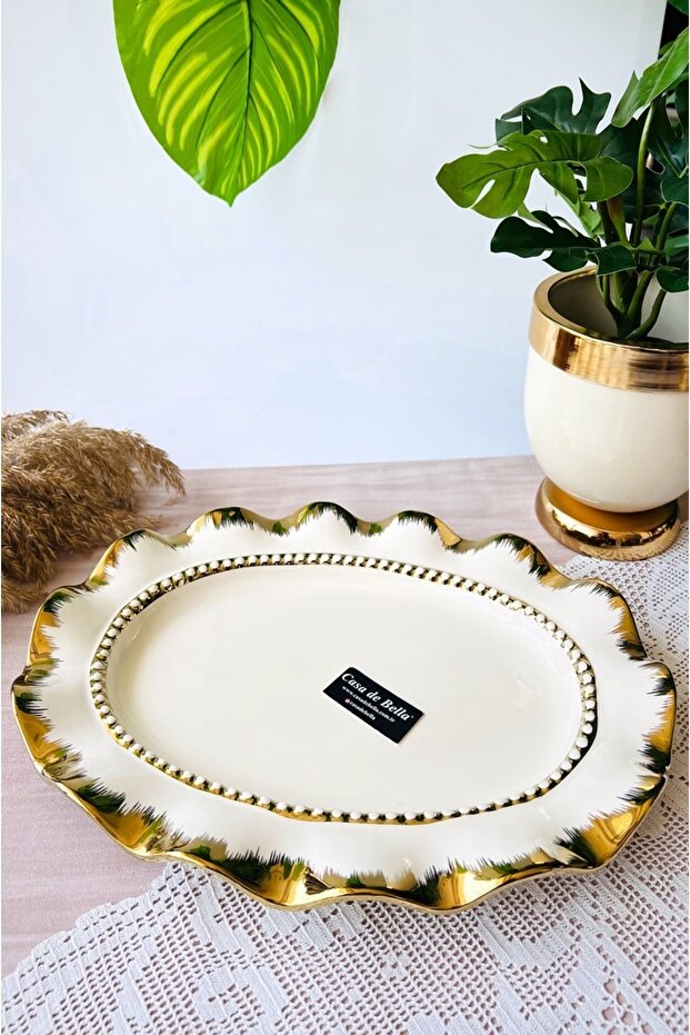 Valonia Gold Large Size Oval Presentation Service 39cm