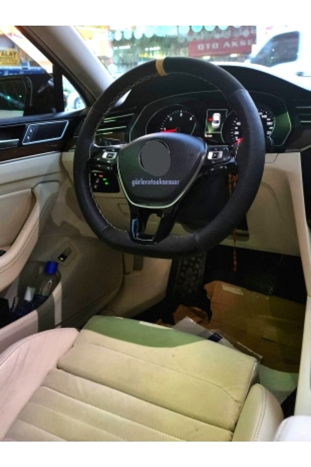 Volkswagen Passat B8 Direksiyon Kılıfı Dikmeli Noktalı-alkantara Bej Yüzüklü - 4