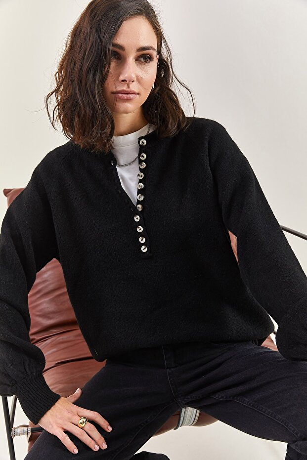 Damen-Strickpullover mit Knopfloch-Rollkragenpullover - 6