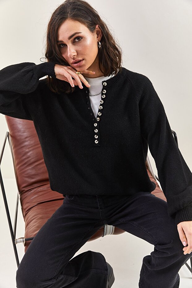 Damen-Strickpullover mit Knopfloch-Rollkragenpullover - 8