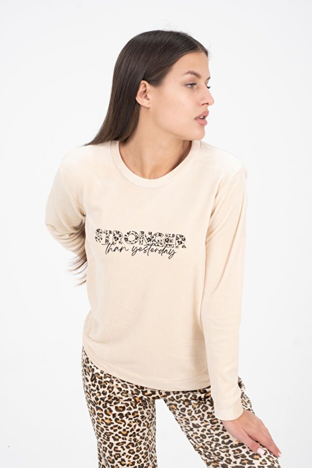 Kadın Leopar Desenli Süper Soft Pijama Takımı - 4
