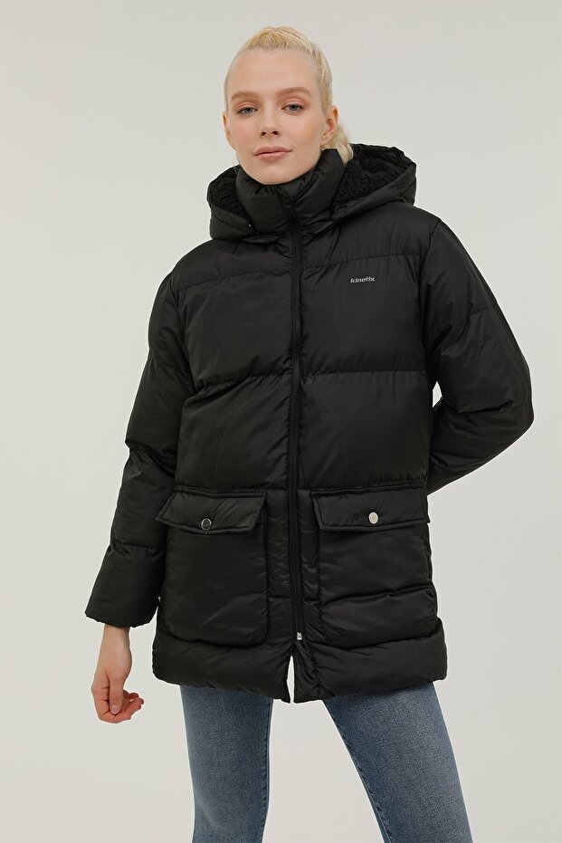 2w W-bella Jacket 2pr معطف طويل للنساء باللون الأسود