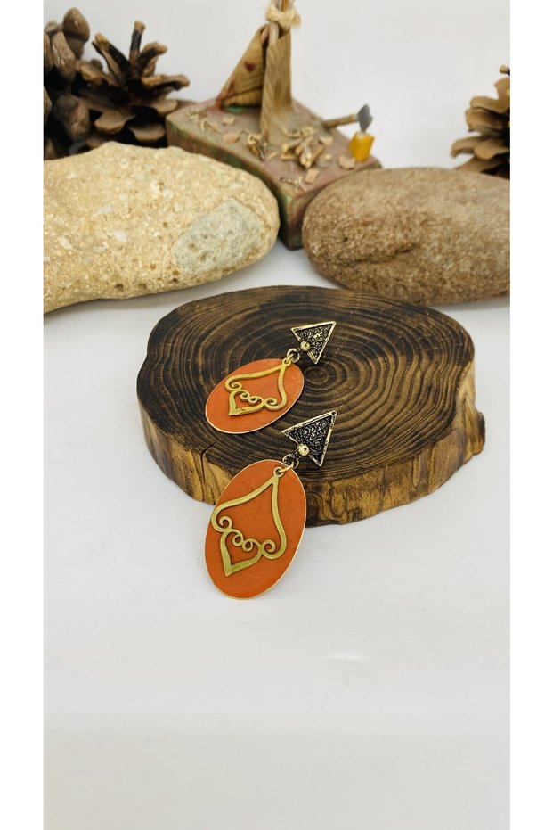 Handmade Ethnic Brass Patina Women's Earrings with Apparatus