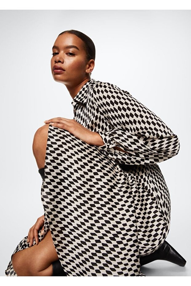 Baklava Desenli Elbise - 7