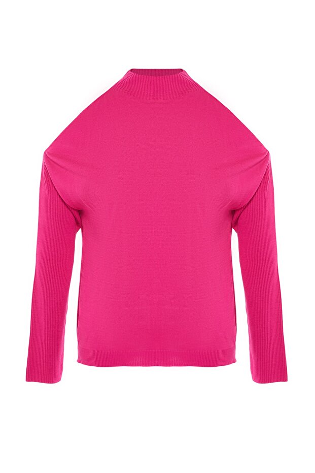 Pembe Cut Out Detaylı Triko Kazak TBBAW23AN00025 - 6